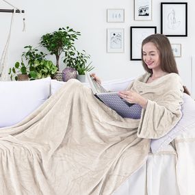 Deka s rukávmi DecoKing Lazy krémová