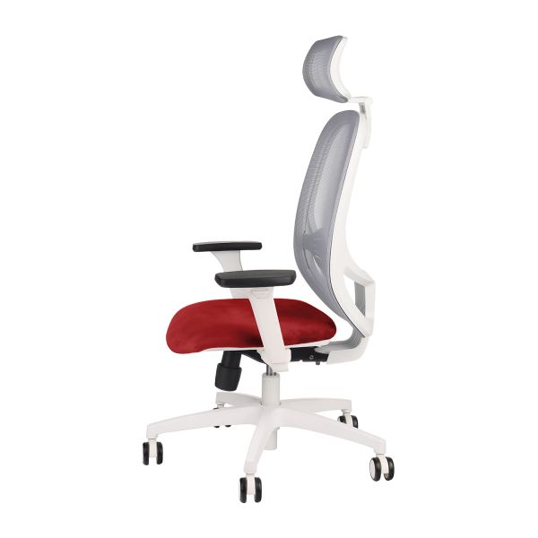 Kancelárska stolička s podrúčkami Nedim WS HD - červená (Magic Velvet 02) / sivá / biela