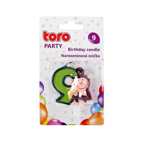 TORO Tortová sviečka číslica "9" TORO zapichovacia 5cm opička