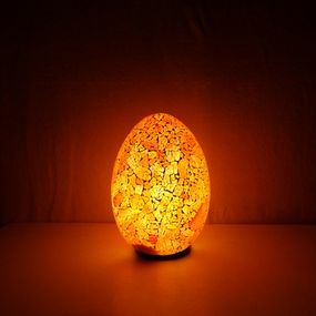 Lampa stolná oranžová Egg, ručná práca, mozaika, 35cm
