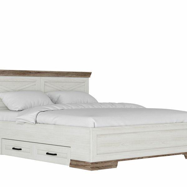 BRW Manželská posteľ MARSELLE LOZ/160x200 (so zásuvkami) jaseň snežný/ dub sonoma tmavý