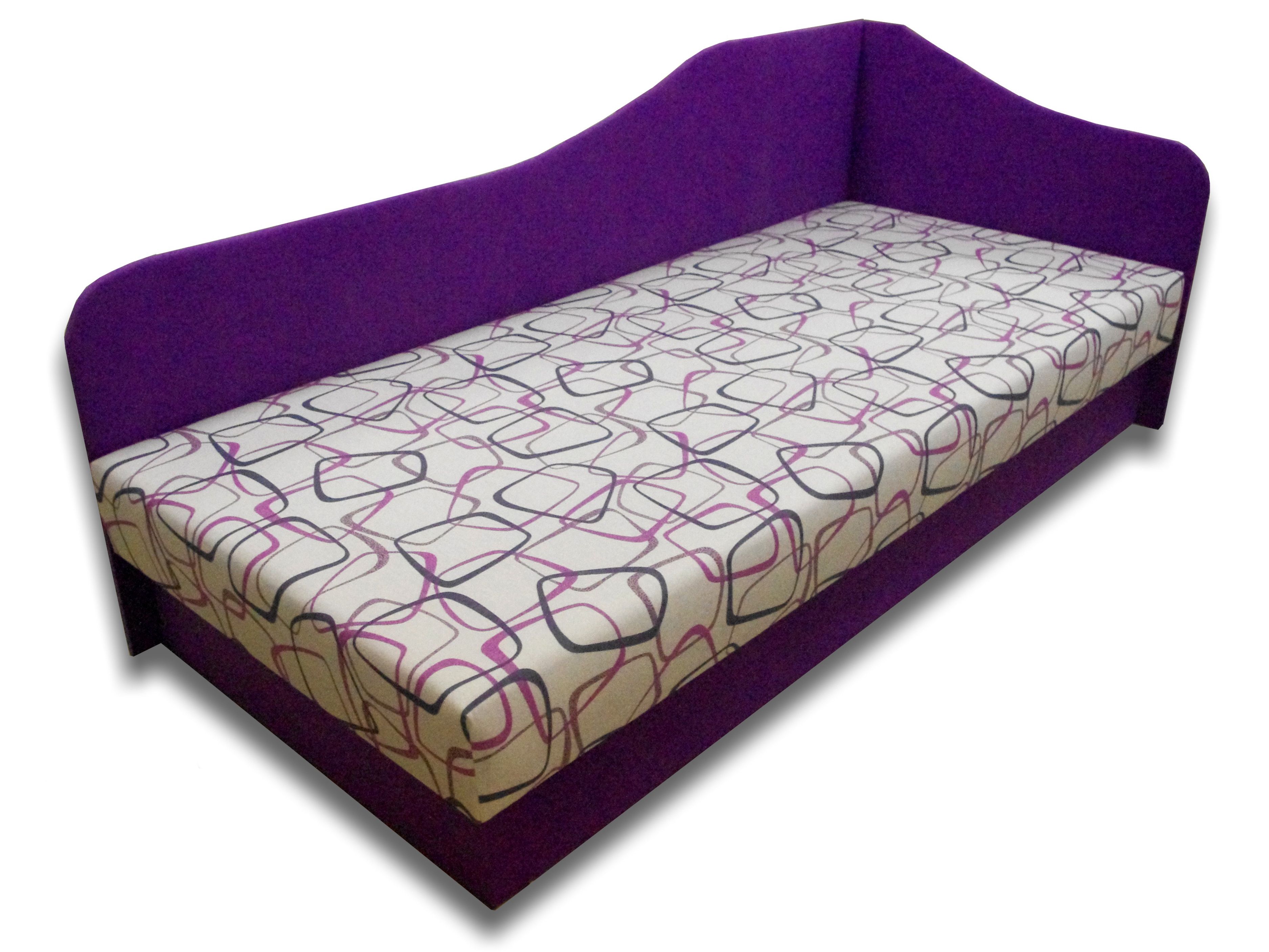 Jednolôžková posteľ (váľanda) 80 cm Lux 87 (Fialová 49 + Dodo 1058) (P)