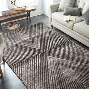 DomTextilu Moderný koberec so zaujímavým geometrickým vzorom opakujúcich sa diagonálnych čiar 44526-208195