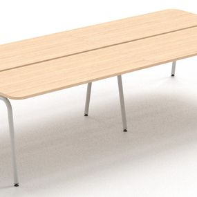 NARBUTAS - Štvormiestny pracovný stôl ROUND so zaoblenými rohmi a posuvnou doskou 280x144