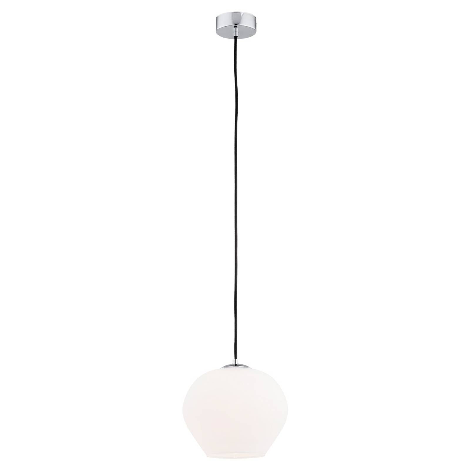 Euluna Závesná lampa Kaja sklenená guľa opál, Ø 24 cm, Obývacia izba / jedáleň, sklo, E27, 15W