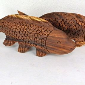 Sošky rybky KOI KAPOR set 2 kusy, exotické drevo, ručná práca
