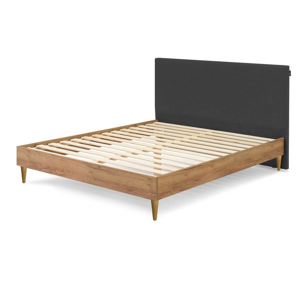 Tmavosivá/prírodná dvojlôžková posteľ s roštom 160x200 cm Noa – Bobochic Paris