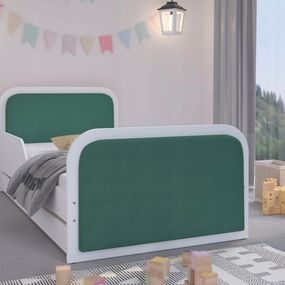 DomTextilu Kvalitne spracovaná detská posteľ 180 x 90 cm so zeleným čalúnením z eko kože  Zelená 46911