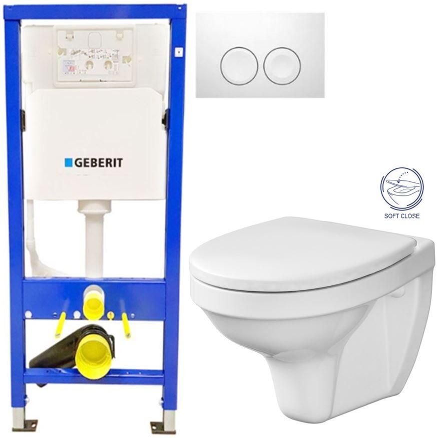 GEBERIT DuofixBasic s bielym tlačidlom DELTA21 + WC CERSANIT DELFI + SOFT SEDADLO 458.103.00.1 21BI DE2