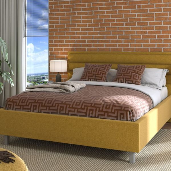 Manželská posteľ 160x200cm corey - žltá/sivé nohy