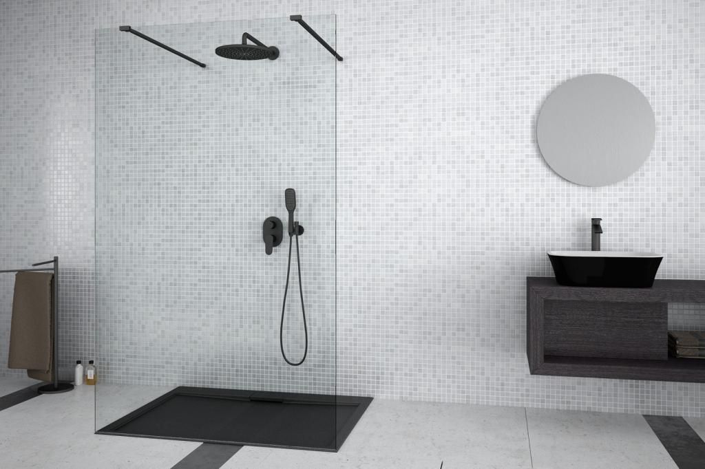 HOPA - Walk-in sprchovací kút AVEO DUE BLACK - Farba rámu zásteny - Hliník čierny, Pevná stena - Bez pevnej steny, Rozmer A - 120 cm, Rozmer C - 195 cm, Výplň - Číre bezpečnostné sklo - 8 mm BCAVEODUE120BL