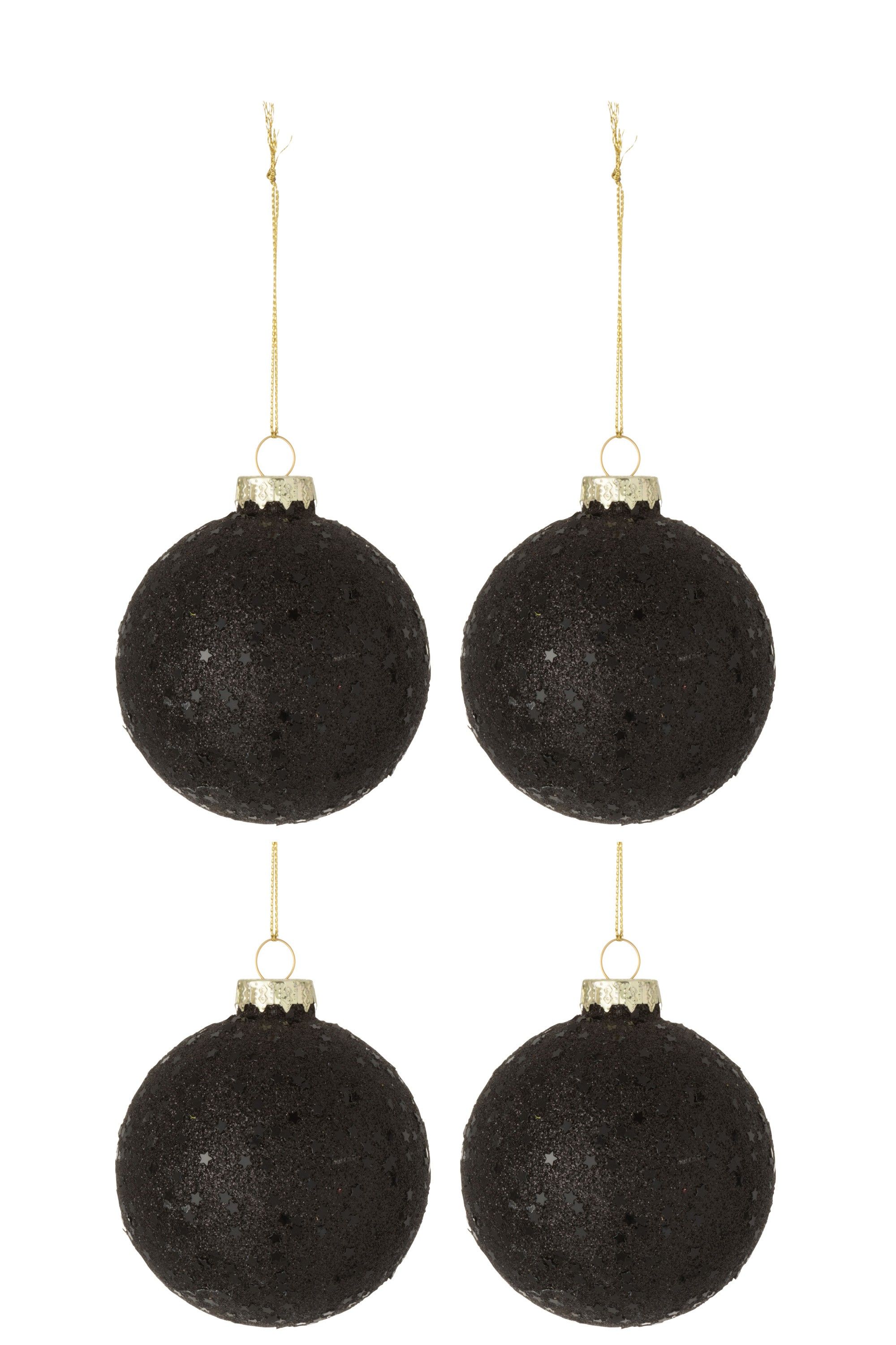 4ks čierne vianočné gule baubles stars black - Ø 10cm