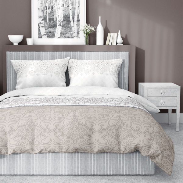 Bavlnená posteľná bielizeň s elegantným béžovým vzorom 3ks: 220 cmx200 + 2ks 70 cmx80 Béžová