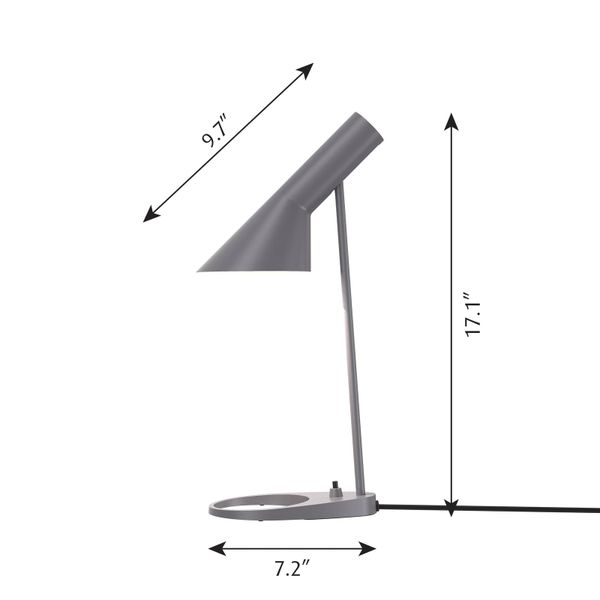 Louis Poulsen AJ Mini stolová lampa, tmavosivá, Obývacia izba / jedáleň, oceľ, zinkový tlakový odliatok, E14, 20W, K: 43.4cm