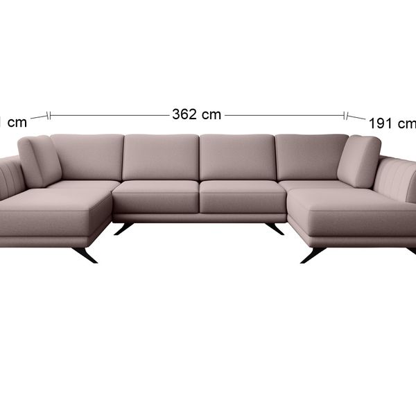 Rohová sedačka U s rozkladom a úložným priestorom Liva U L/P - svetloružová