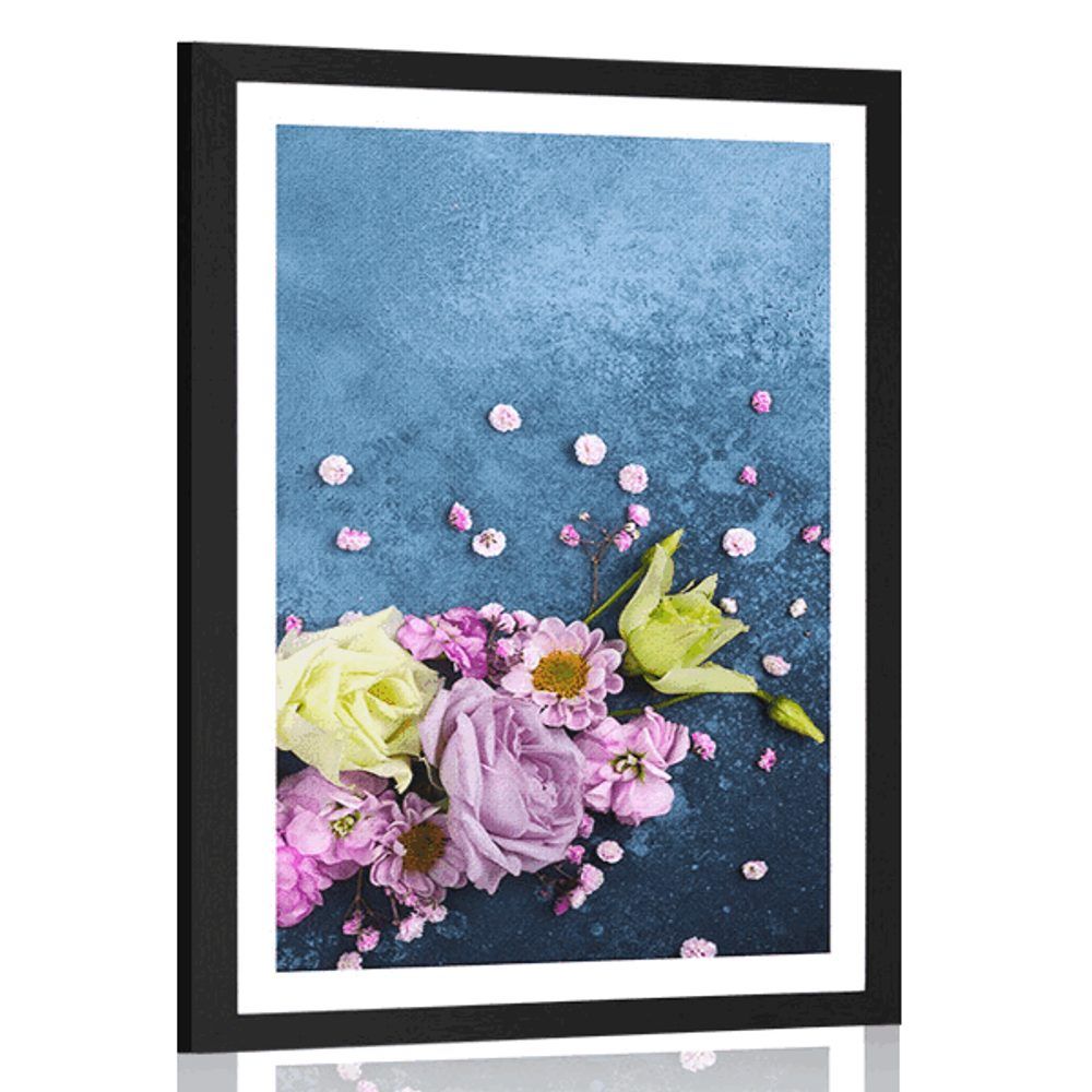Plagát s paspartou abstraktné kvety