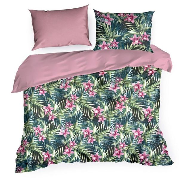 DomTextilu Tmavomodré posteľné obliečky s motívom ružových kvetov 3 časti: 1ks 200x220 + 2ks 70 cmx80 Ružová 32698-162640