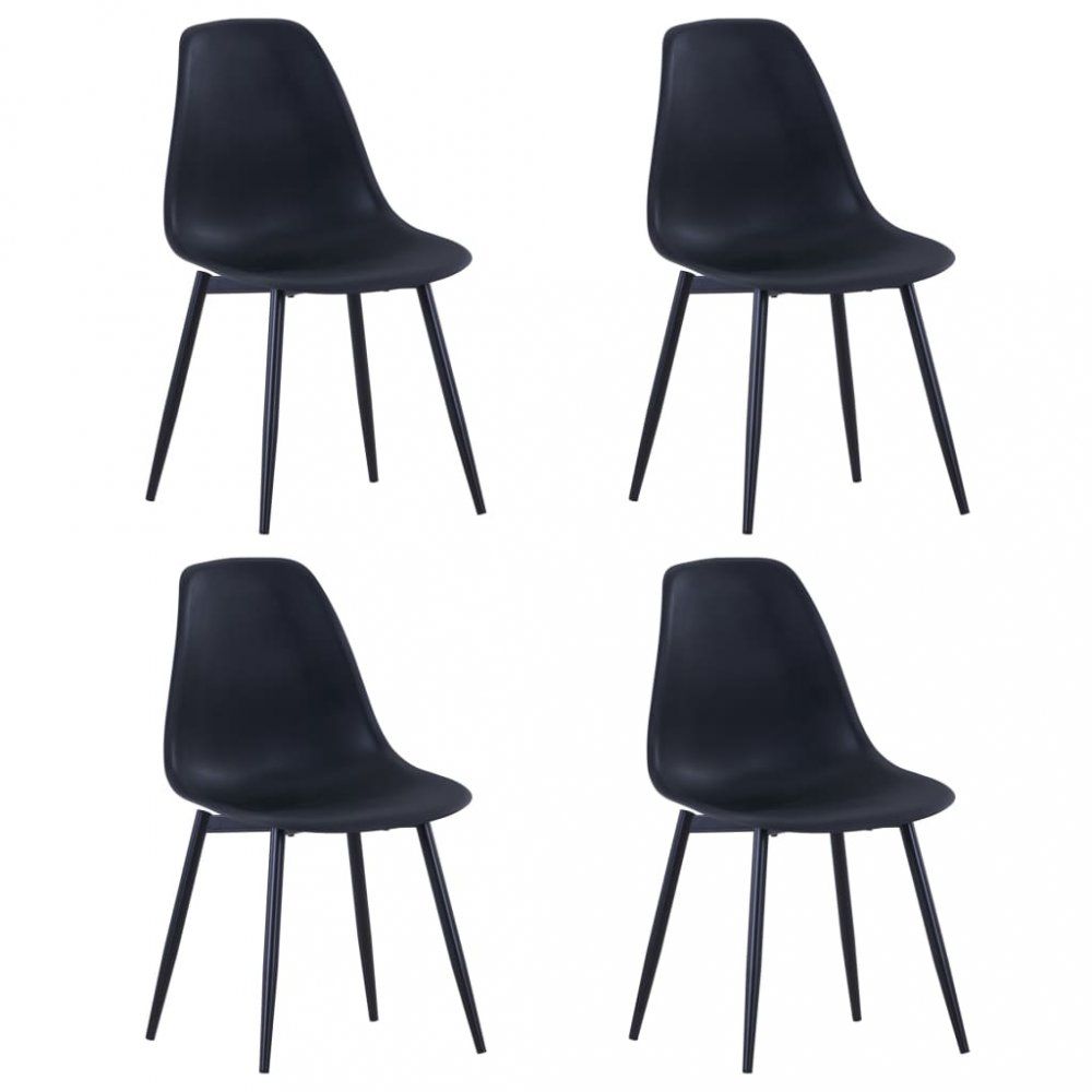 Jedálenská stolička 4 ks plast / kov Dekorhome Čierna