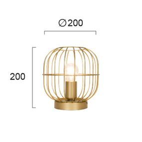 Viokef Stolná lampa Zenith v tvare klietky, zlatá, Obývacia izba / jedáleň, elektrostaticky lakovaná oceľ, E27, 60W, K: 20cm