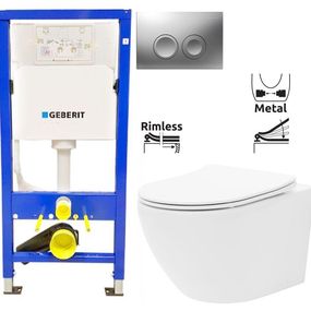 GEBERIT DuofixBasic s matným tlačidlom DELTA21 + WC REA Carlo Flat Mini Rimlesss + SEDADLO 458.103.00.1 21MA CF1