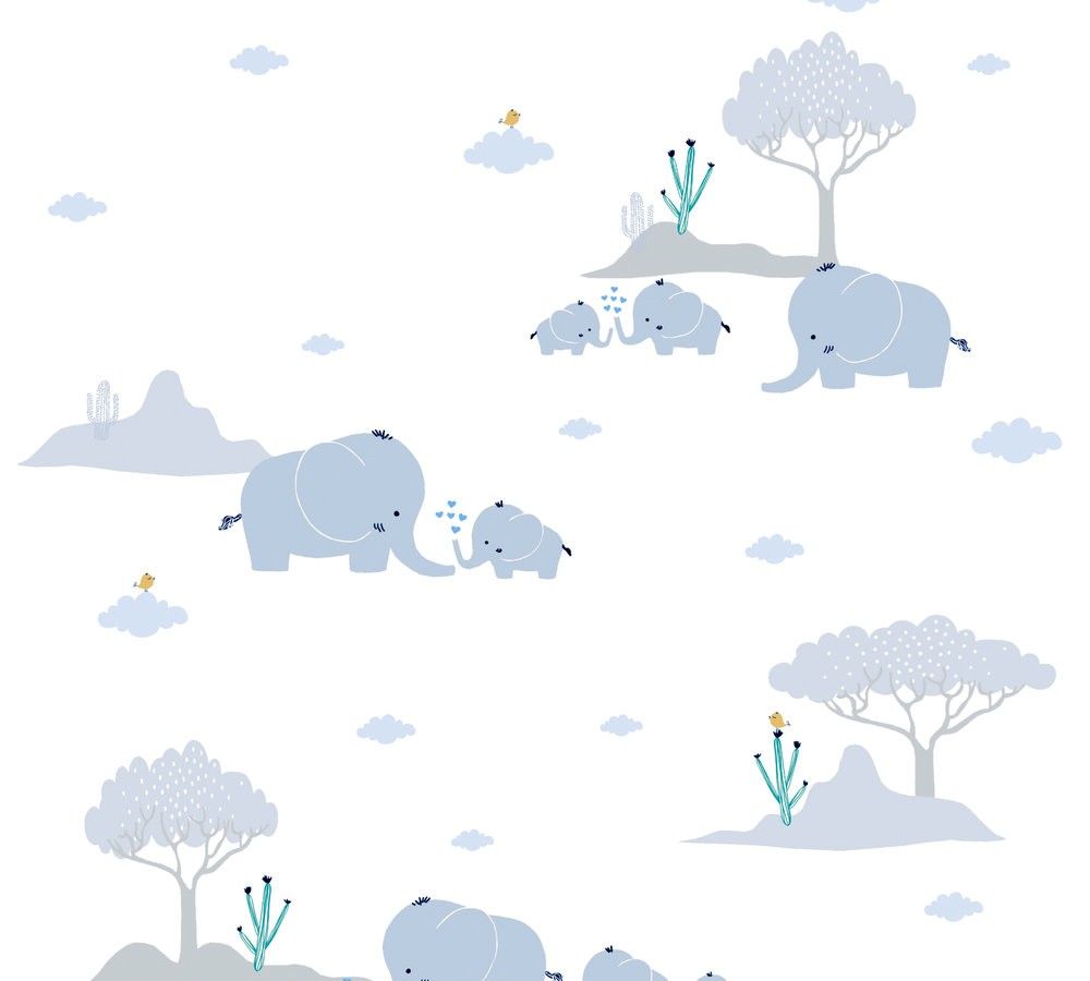 38128-1 A.S. Création detská vliesová tapeta na stenu Little Love 2026 so slonmi, veľkosť 10,05 m x 53 cm