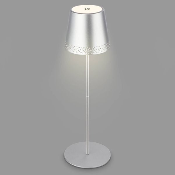 Briloner Stolová LED lampa Kiki batéria 3 000K, chróm matná, Obývacia izba / jedáleň, kov, 2.6W, K: 38.5cm