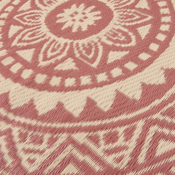 Butlers COLOUR CLASH Vonkajší koberec kvetiny 118 cm - sv. červená/krémová