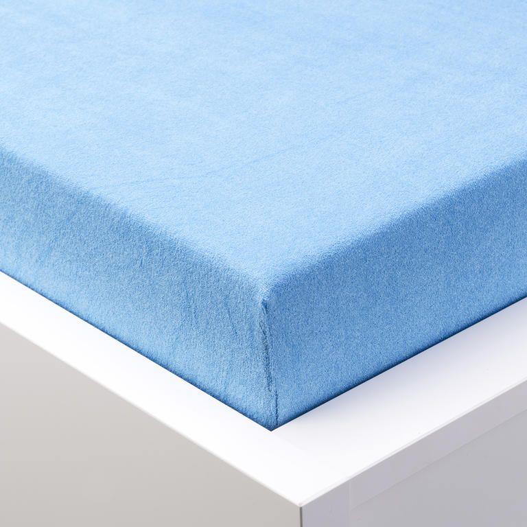 Napínacia plachta na posteľ froté EXCLUSIVE modrá jednolôžko 2 ks