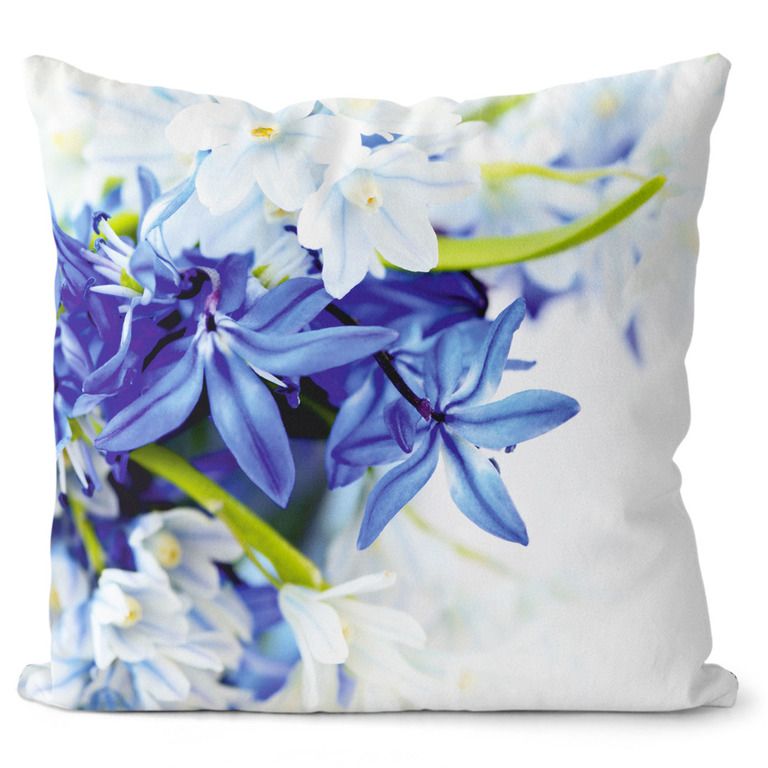 Vankúš Modré a biele kvety (Veľkosť: 40 x 40 cm)