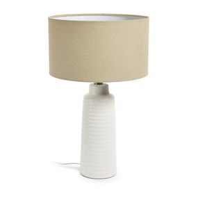 Biela stolová lampa s textilným tienidlom (výška 58 cm) Mijal - Kave Home