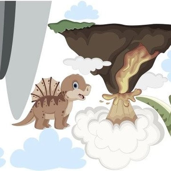 DomTextilu Nálepka na stenu pre deti fantastický svet dinosaurov 100 x 200 cm
