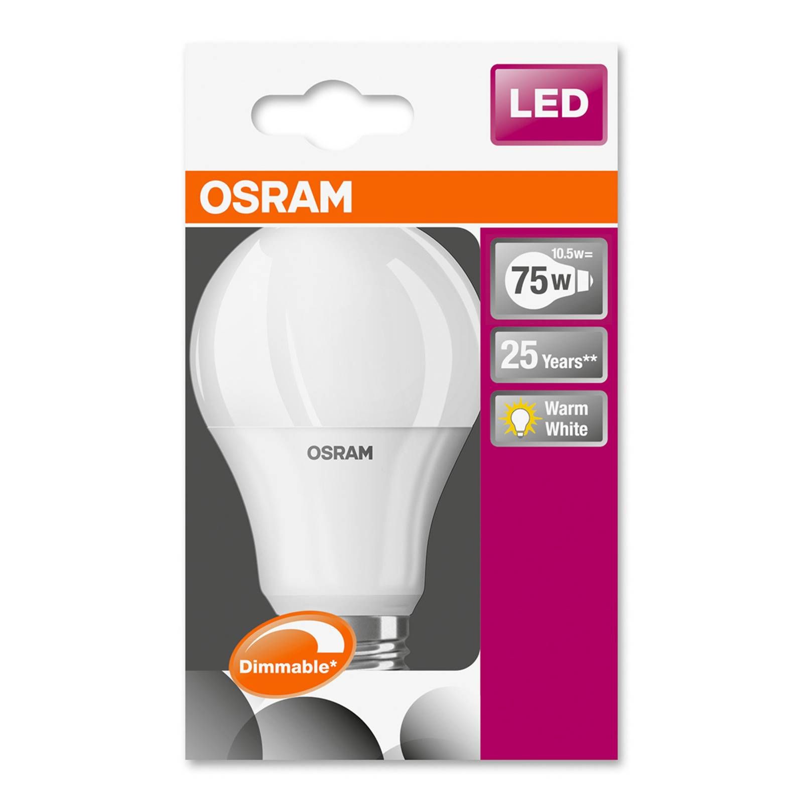 OSRAM LED žiarovka E27 10, 5W 827 Superstar, E27, 10.5W, Energialuokka: F, P: 11.2 cm