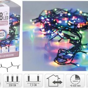Kinekus Svetlo vianočné 48 LED farebné, s časovačom a funkciami, vonkajšie / vnútorné