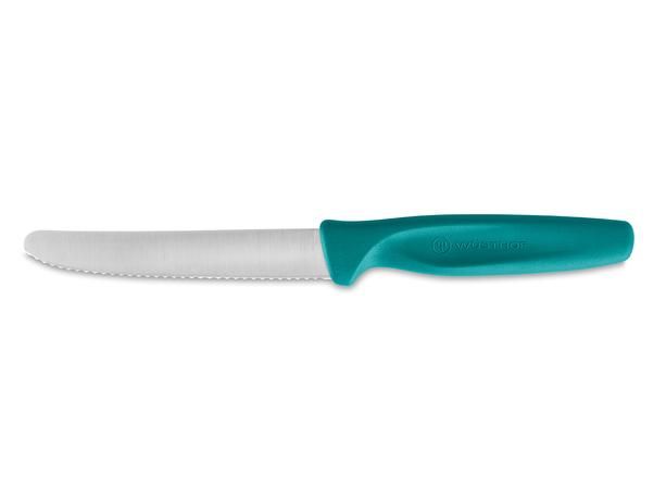Wüsthof Univerzálny nôž WÜSTHOF 10cm vrúbkované ostrie, modro zelený