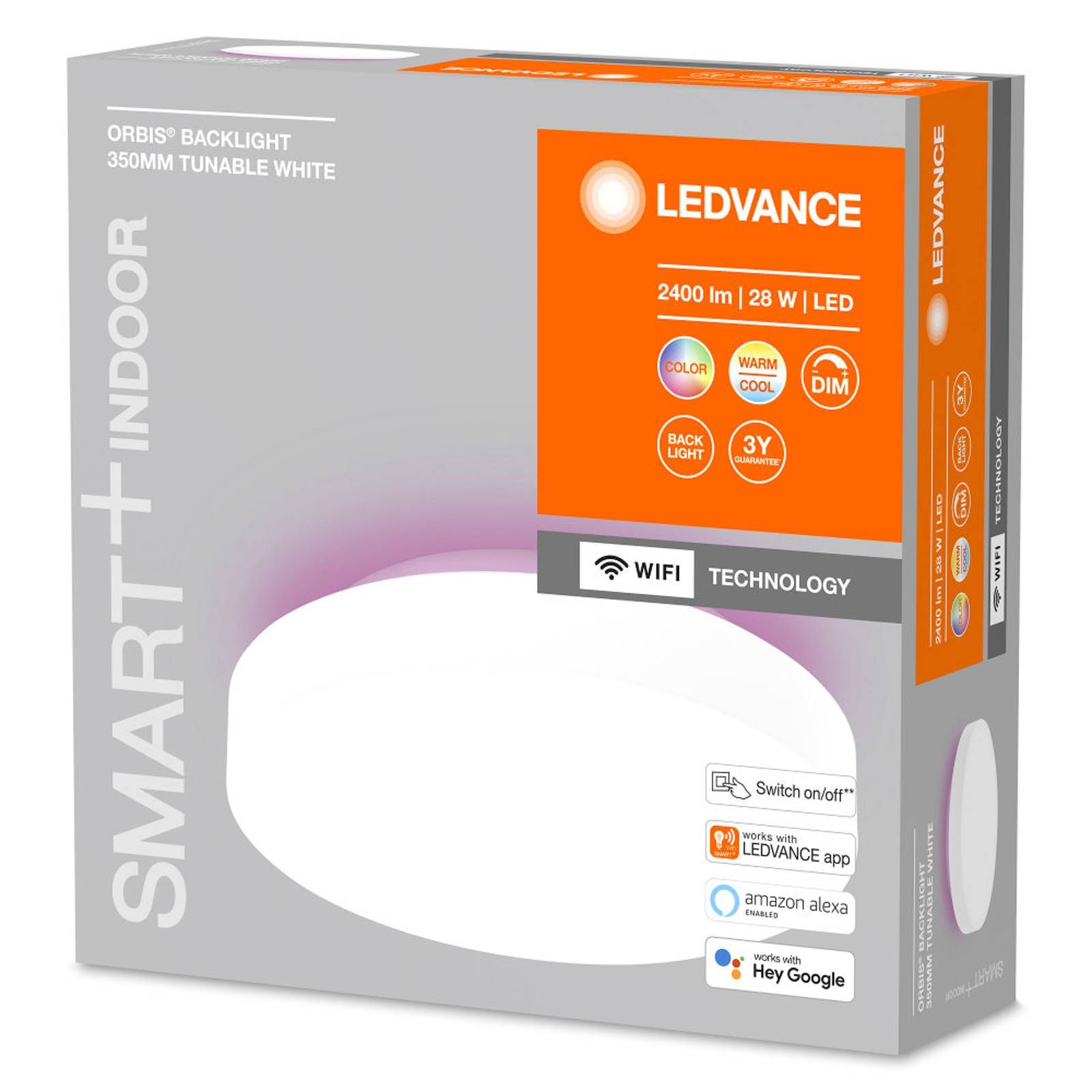 LEDVANCE SMART+ WiFi Orbis Backlight biela Ø 35 cm, Chodba, oceľ, polykarbonát, 28W, K: 9cm