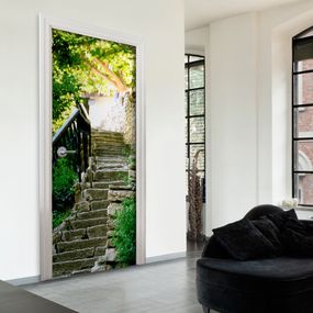 Fototapeta na dvere s motívom prírody a kamenných schodov - 80x210