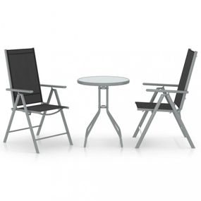 Záhradný bistro set 3 ks Dekorhome Čierna / sivá