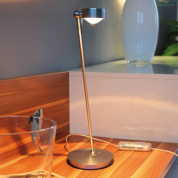 Top Light Stmievateľná stolná lampa PUK TABLE, chróm matná, Obývacia izba / jedáleň, kov, sklo, G9, 48W