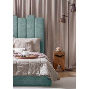 Tyrkysovomodrá čalúnená dvojlôžková posteľ s úložným priestorom s roštom 160x200 cm Dreamy Aurora – Miuform