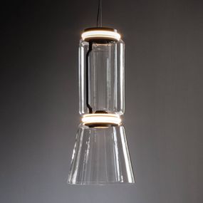 FLOS Noctambule závesná lampa 1 Low Cylinder&Cone, Obývacia izba / jedáleň, sklo, hliník, 36W, K: 82cm