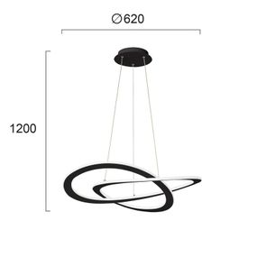 Viokef Závesné LED svietidlo Charlie, Ø 62 cm, čierne, Obývacia izba / jedáleň, plast, hliník, 50W