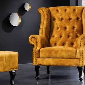 Chesterfield kreslo MIDAS Dekorhome Horčicová