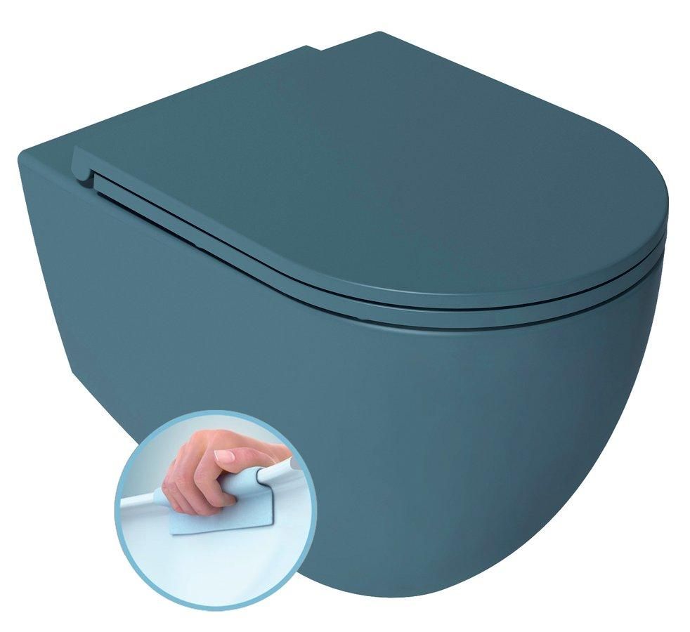 ISVEA - INFINITY závesná WC misa, Rimless, 36,5x53cm, matná zelena Petrol 10NF02001-2P