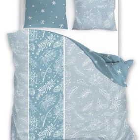 DomTextilu Bavlnené postelné obliečky s vianočnou potlačou modro-sivej faby 3 časti: 1ks 200x220 + 2ks 70 cmx80 48461-221732
