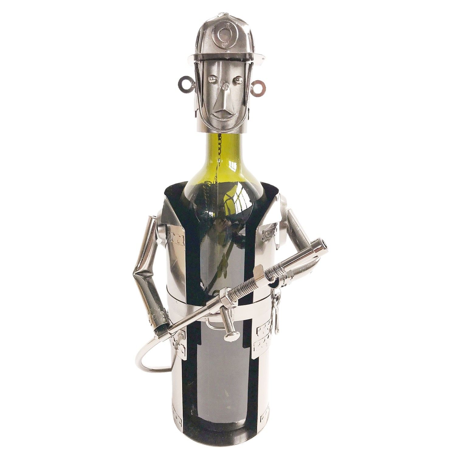 Kovový stojan na fľašu vína v dizajne hasičov Chevalier - 17 * 12 * 22 cm