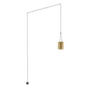 LEDS-C4 Attic závesné valcovité decentrálne zlatá, Obývacia izba / jedáleň, hliník, E27, 23W, K: 36.2cm