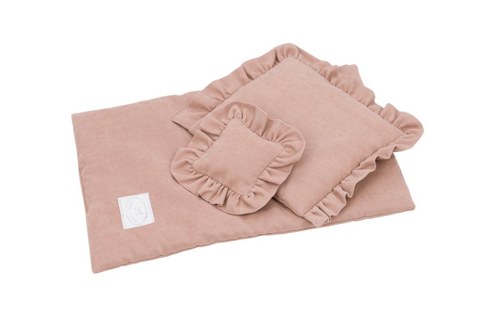 Perinka s vankúšikmi pre bábiku Basic - Dusty peach
