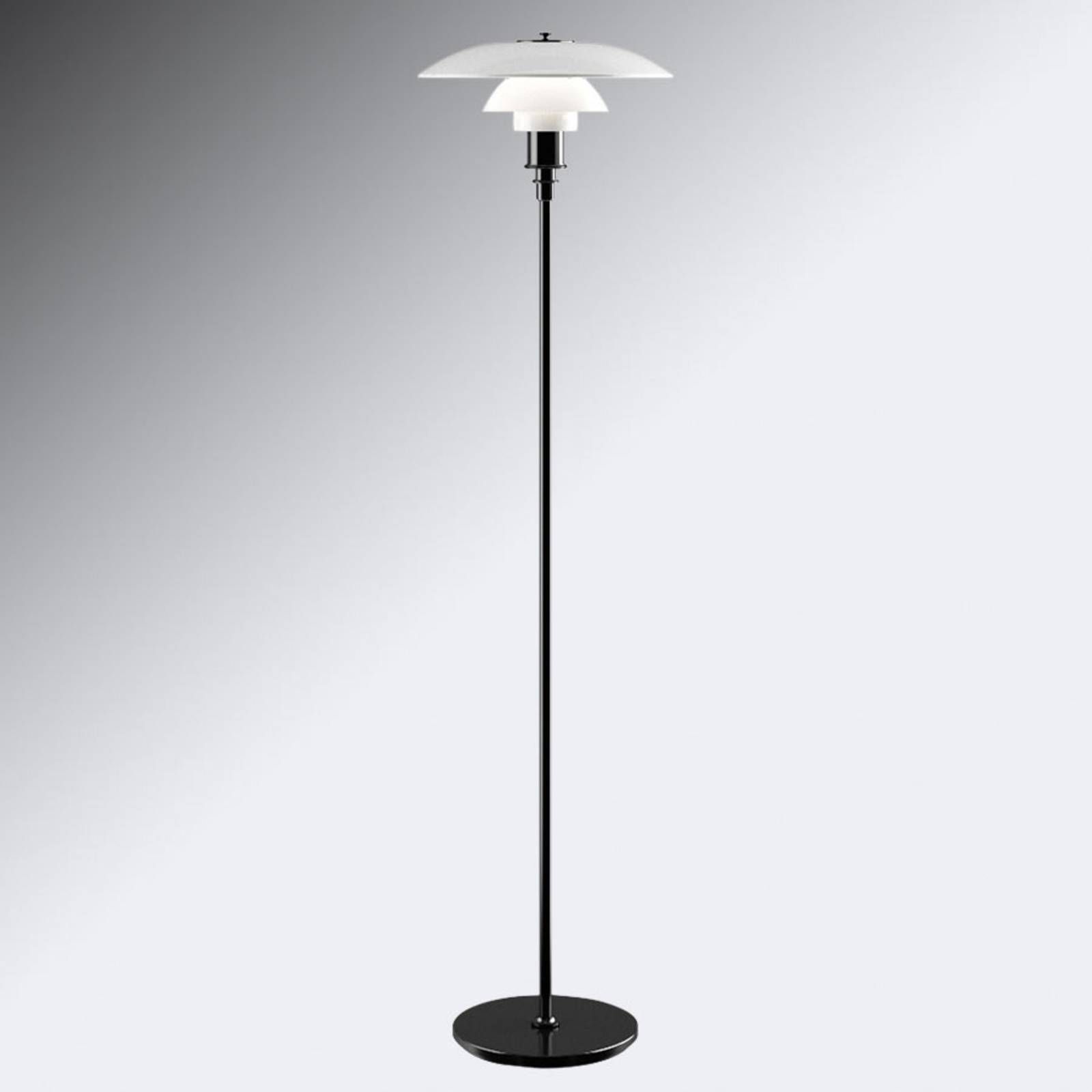Louis Poulsen PH 3 1/2-2 1/2 stojaca lampa, čierna, Obývacia izba / jedáleň, mosadz, oceľ, sklo, E27, 100W, K: 130cm