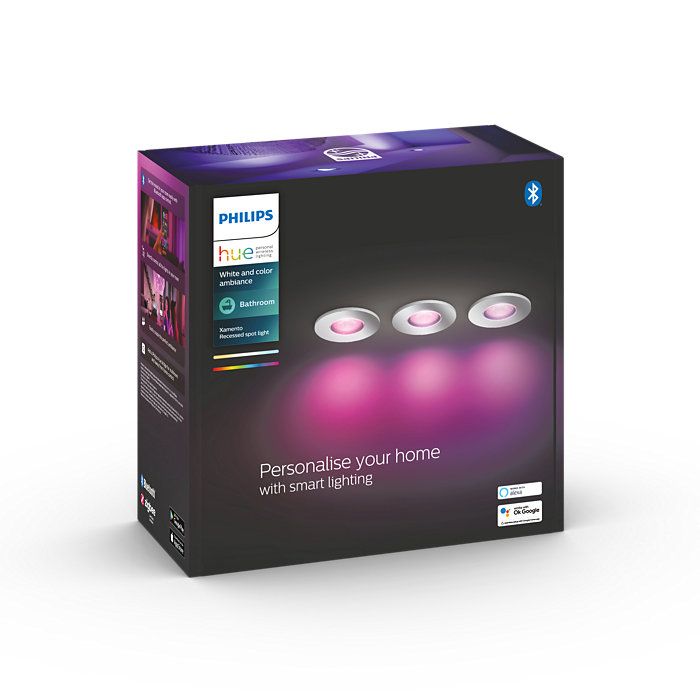 Philips HUE LED White and color Ambiance Xamento kúpelňové zapustené svietidlo 3-set GU10 3x5,7W 3x350lm 2200-6500K IP44 chróm stmievateľné BlueTooth