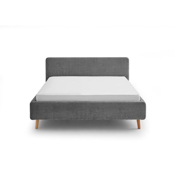 Tmavosivá čalúnená dvojlôžková posteľ s úložným priestorom s roštom 180x200 cm Mattis - Meise Möbel